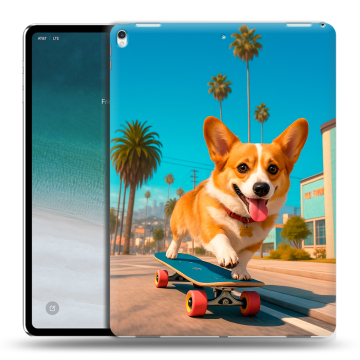 Силиконовый чехол на планшета IPad Pro 12.9 (2018) с принтом Корги на скейте Силиконовый чехол на планшета IPad Pro 12.9 (2018) с принтом Корги на скейте