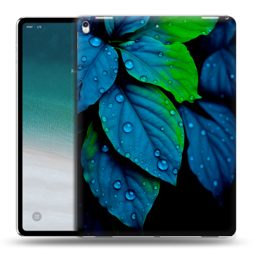 Силиконовый чехол на планшета IPad Pro 12.9 (2018) с принтом Листья и роса Силиконовый чехол на планшета IPad Pro 12.9 (2018) с принтом Листья и роса