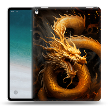 Силиконовый чехол на планшета IPad Pro 12.9 (2018) с принтом Золотой дракон Силиконовый чехол на планшета IPad Pro 12.9 (2018) с принтом Золотой дракон