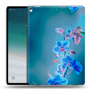 Силиконовый чехол на планшета IPad Pro 12.9 (2018) с принтом Голубые цветы Силиконовый чехол на планшета IPad Pro 12.9 (2018) с принтом Голубые цветы