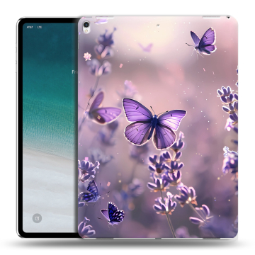 Силиконовый чехол на IPad Pro 12.9 (2018) с принтом бабочки и лаванда Силиконовый чехол на IPad Pro 12.9 (2018) с принтом бабочки и лаванда
