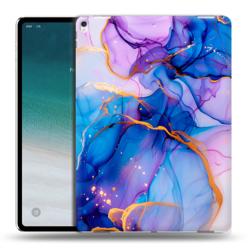 Силиконовый чехол на IPad Pro 12.9 (2018) с принтом синий мрамор Силиконовый чехол на IPad Pro 12.9 (2018) с принтом синий мрамор