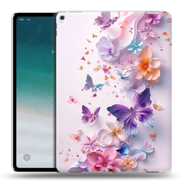 Силиконовый чехол на IPad Pro 12.9 (2018) с принтом цветы бабочки Силиконовый чехол на IPad Pro 12.9 (2018) с принтом цветы бабочки