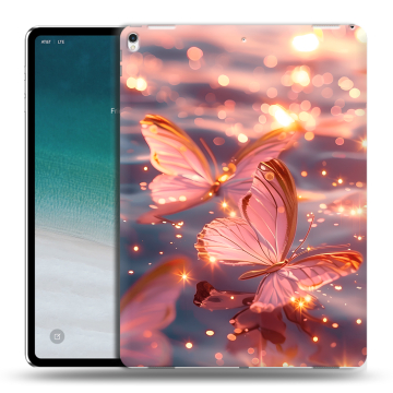 Силиконовый чехол на IPad Pro 12.9 (2018) с принтом бабочки розовые Силиконовый чехол на IPad Pro 12.9 (2018) с принтом бабочки розовые