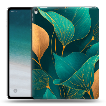 Силиконовый чехол на IPad Pro 12.9 (2018) с принтом Листья и золото