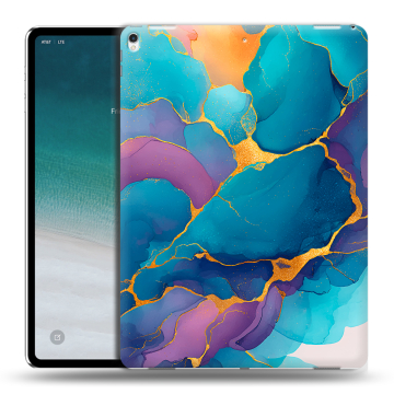 Силиконовый чехол на IPad Pro 12.9 (2018) с принтом Мрамор блестки