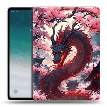 Силиконовый чехол на IPad Pro 12.9 (2018) с принтом Дракон Японский Силиконовый чехол на IPad Pro 12.9 (2018) с принтом Дракон Японский