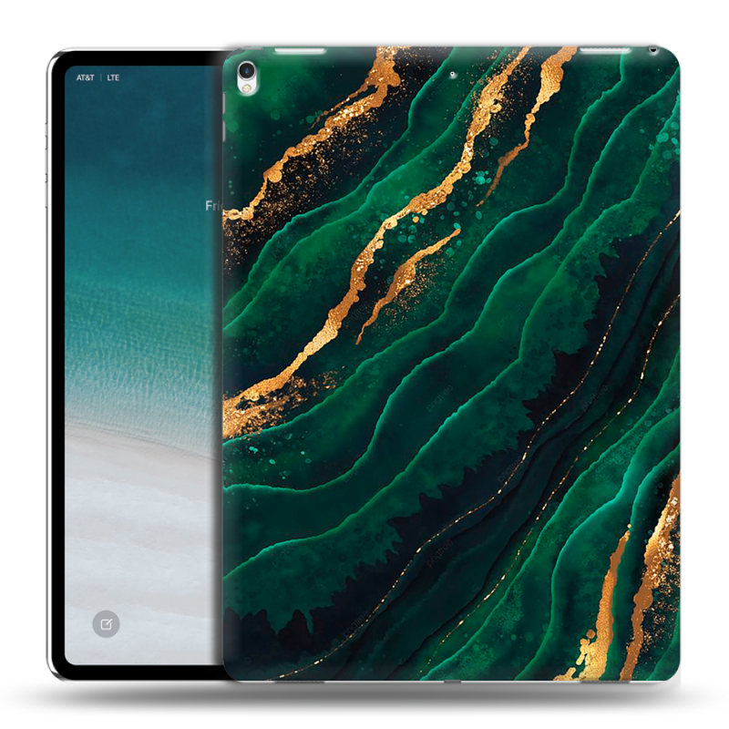 Силиконовый чехол на IPad Pro 12.9 (2018) с принтом Мрамор зеленое золото Силиконовый чехол на IPad Pro 12.9 (2018) с принтом Мрамор зеленое золото