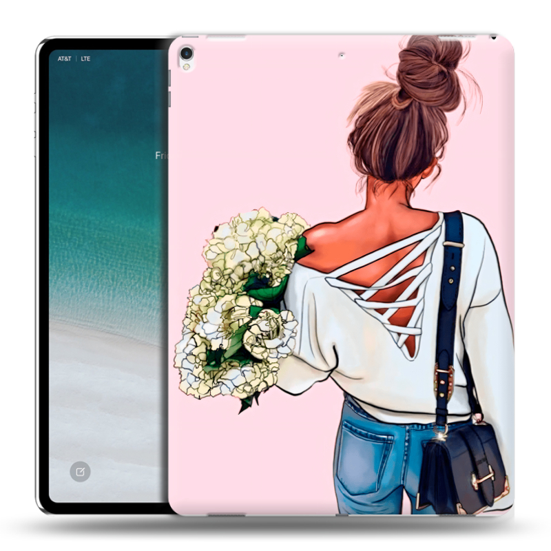 Силиконовый чехол на IPad Pro 12.9 (2018) с принтом Девушка и букет Силиконовый чехол на IPad Pro 12.9 (2018) с принтом Девушка и букет