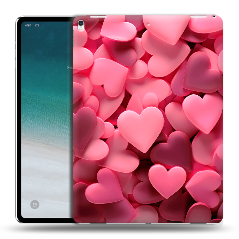Силиконовый чехол на IPad Pro 12.9 (2018) с принтом розовые сердечки Силиконовый чехол на IPad Pro 12.9 (2018) с принтом розовые сердечки