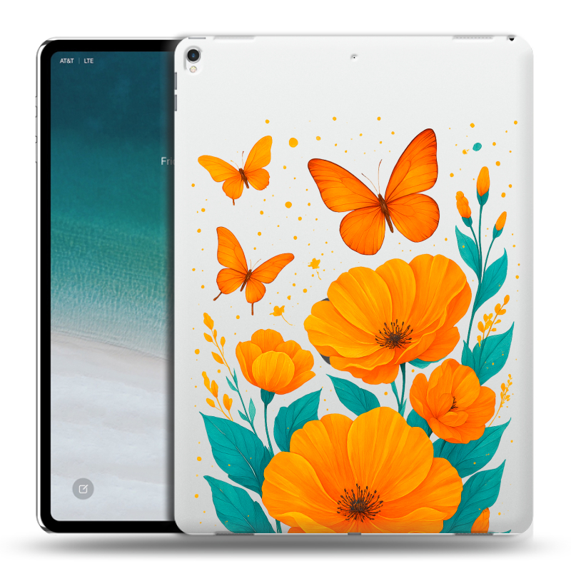 Силиконовый чехол на IPad Pro 12.9 (2018) с принтом цветы бабочки Силиконовый чехол на IPad Pro 12.9 (2018) с принтом цветы бабочки