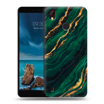 Силиконовый чехол на ZTE Blade A7 Vita с принтом Мрамор зеленое золото