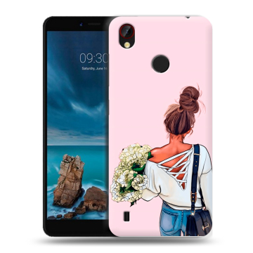 Силиконовый чехол на ZTE Blade A7 Vita с принтом Девушка и букет