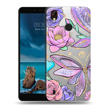 Силиконовый чехол на ZTE Blade A7 Vita с принтом Бабочки и цветы