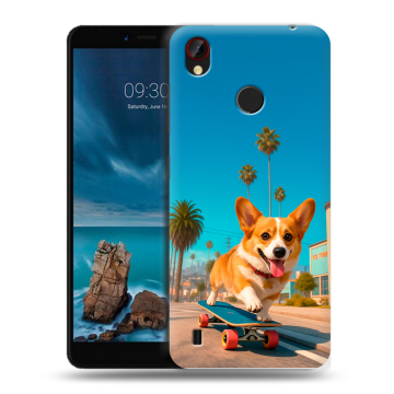 Силиконовый чехол на ZTE Blade A7 Vita с принтом Корги на скейте