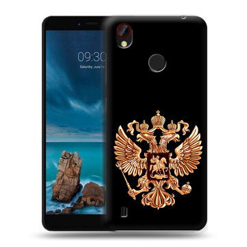 Силиконовый чехол на ZTE Blade A7 Vita с принтом Герб России золотой Силиконовый чехол на ZTE Blade A7 Vita с принтом Герб России золотой