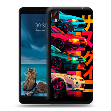 Силиконовый чехол на ZTE Blade A7 Vita с принтом Гоночные машины