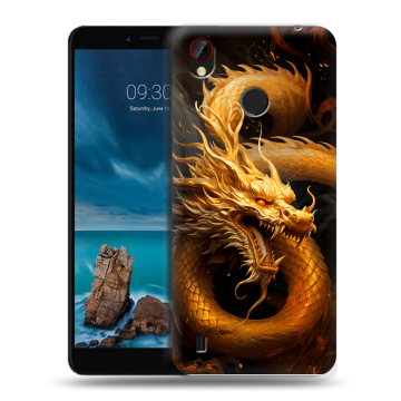 Силиконовый чехол на ZTE Blade A7 Vita с принтом Золотой дракон Силиконовый чехол на ZTE Blade A7 Vita с принтом Золотой дракон