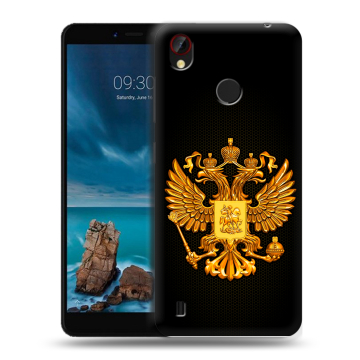 Силиконовый чехол на ZTE Blade A7 Vita с принтом Герб России желтый