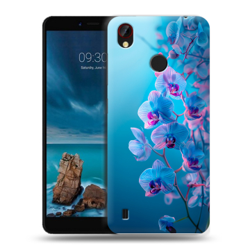 Силиконовый чехол на ZTE Blade A7 Vita с принтом голубые орхидеи