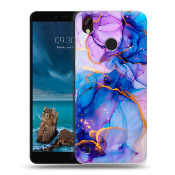 Силиконовый чехол на ZTE Blade A7 Vita с принтом синий мрамор