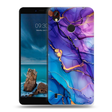 Силиконовый чехол на ZTE Blade A7 Vita с принтом синий мрамор