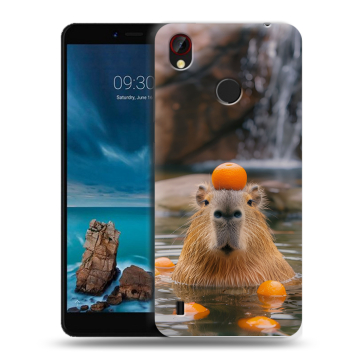 Силиконовый чехол на ZTE Blade A7 Vita с принтом Капибара с апельсином
