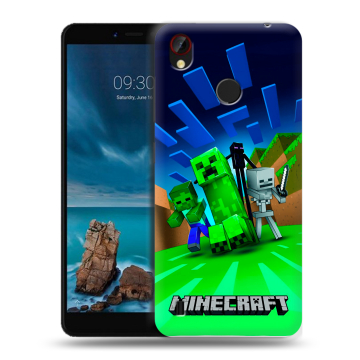 Силиконовый чехол на ZTE Blade A7 Vita с принтом Майнкрафт Силиконовый чехол на ZTE Blade A7 Vita с принтом Майнкрафт