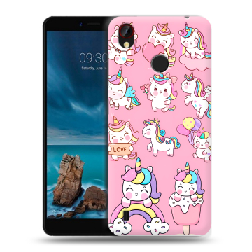 Силиконовый чехол на ZTE Blade A7 Vita с принтом Единороги и радуга
