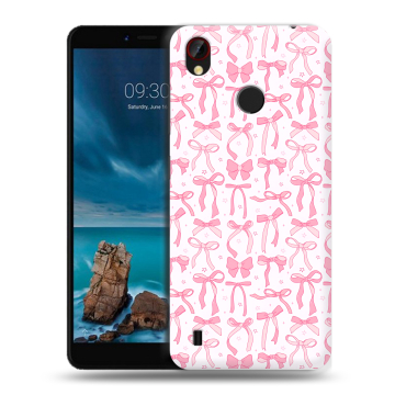 Силиконовый чехол на ZTE Blade A7 Vita с принтом Розовые бантики