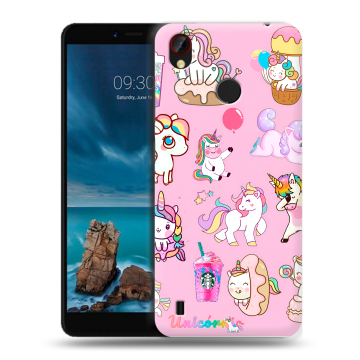 Силиконовый чехол на ZTE Blade A7 Vita с принтом розовые единороги