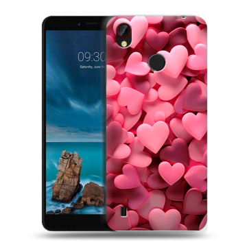 Силиконовый чехол на ZTE Blade A7 Vita с принтом розовые сердечки