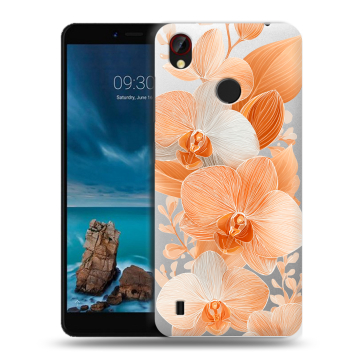 Силиконовый чехол на ZTE Blade A7 Vita с принтом Бежевые цветы