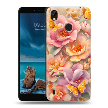 Силиконовый чехол на ZTE Blade A7 Vita с принтом Цветы и бабочки
