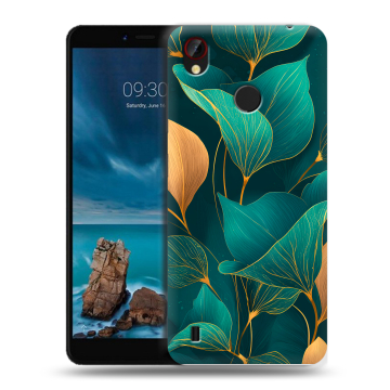 Силиконовый чехол на ZTE Blade A7 Vita с принтом Листья и золото