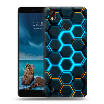 Силиконовый чехол на ZTE Blade A7 Vita с принтом Неоновые соты
