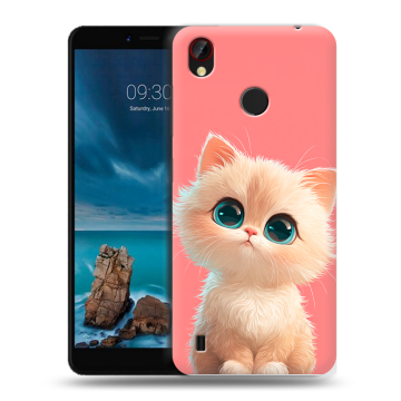 Силиконовый чехол на ZTE Blade A7 Vita с принтом Розовый котенок