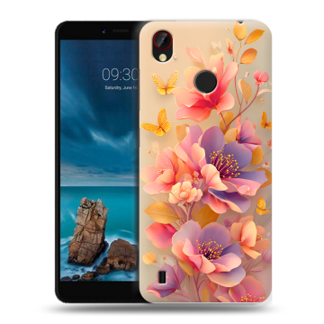 Силиконовый чехол на ZTE Blade A7 Vita с принтом Цветы и бабочки
