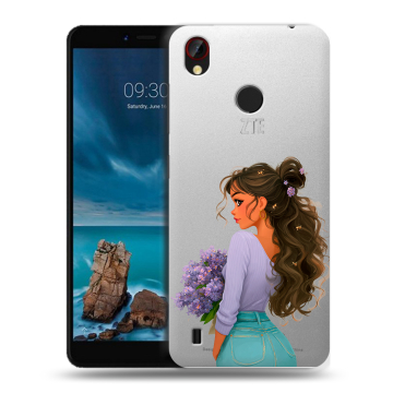 Силиконовый чехол на ZTE Blade A7 Vita с принтом девушка цветы
