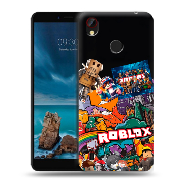 Силиконовый чехол на ZTE Blade A7 Vita с принтом Roblox Роблокс