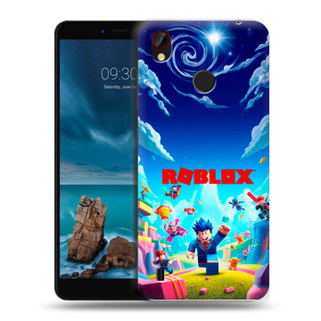Силиконовый чехол на ZTE Blade A7 Vita с принтом Roblox Роблокс