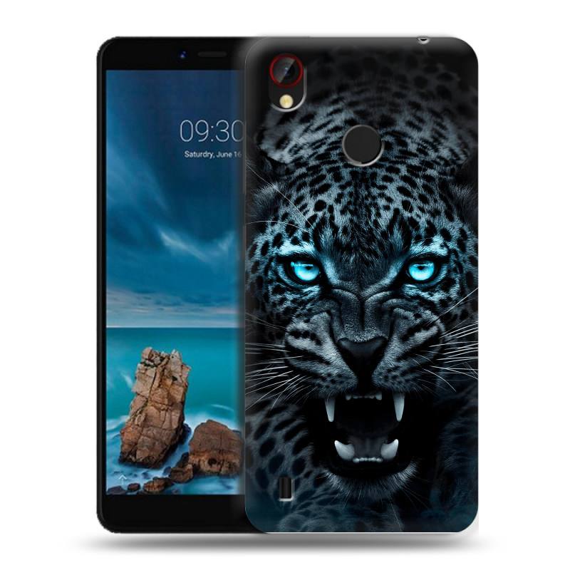 Силиконовый чехол на ZTE Blade A7 Vita с принтом Темный леопард Силиконовый чехол на ZTE Blade A7 Vita с принтом Темный леопард