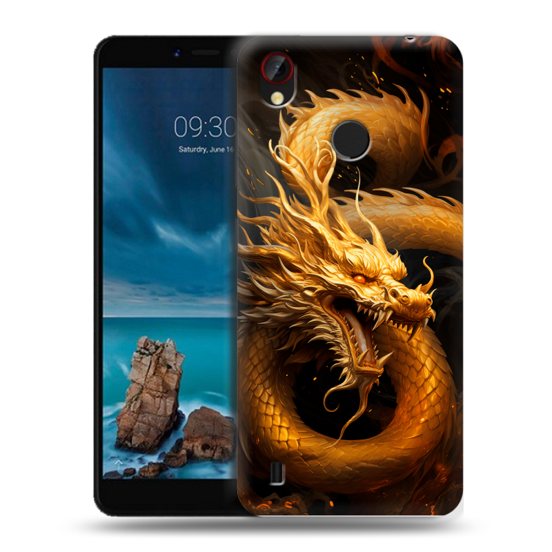 Силиконовый чехол на ZTE Blade A7 Vita с принтом Золотой дракон Силиконовый чехол на ZTE Blade A7 Vita с принтом Золотой дракон