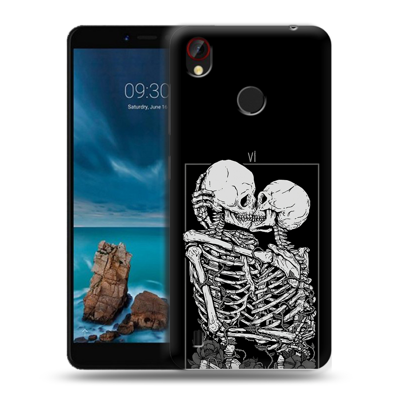 Силиконовый чехол на ZTE Blade A7 Vita с принтом Поцелуй скелетов Силиконовый чехол на ZTE Blade A7 Vita с принтом Поцелуй скелетов