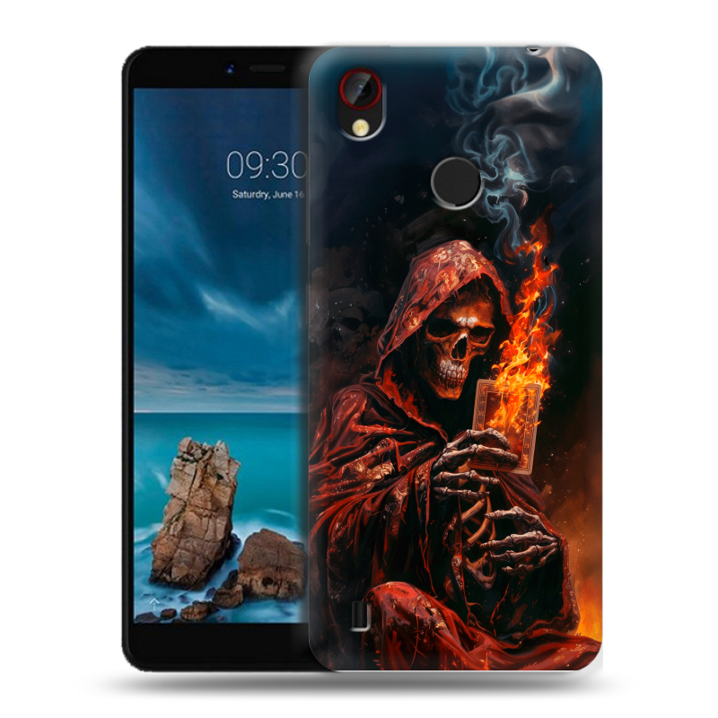 Силиконовый чехол на ZTE Blade A7 Vita с принтом Скелет и карты Силиконовый чехол на ZTE Blade A7 Vita с принтом Скелет и карты