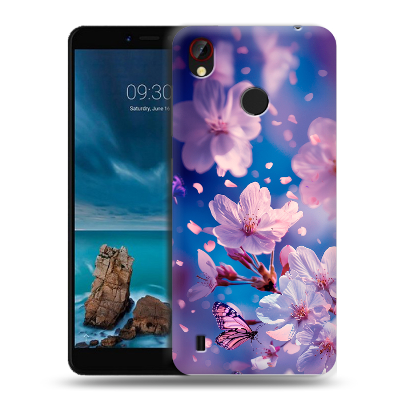 Силиконовый чехол на ZTE Blade A7 Vita с принтом цветы бабочки Силиконовый чехол на ZTE Blade A7 Vita с принтом цветы бабочки