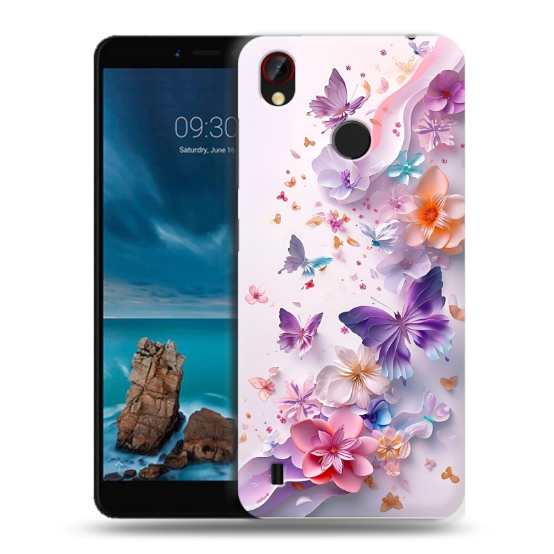 Силиконовый чехол на ZTE Blade A7 Vita с принтом цветы бабочки Силиконовый чехол на ZTE Blade A7 Vita с принтом цветы бабочки