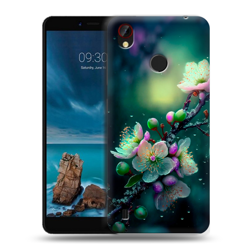 Силиконовый чехол на ZTE Blade A7 Vita с принтом Цветы и мрамор Силиконовый чехол на ZTE Blade A7 Vita с принтом Цветы и мрамор