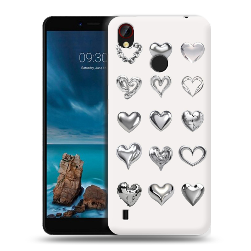 Силиконовый чехол на ZTE Blade A7 Vita с принтом Y2K сердечки Силиконовый чехол на ZTE Blade A7 Vita с принтом Y2K сердечки