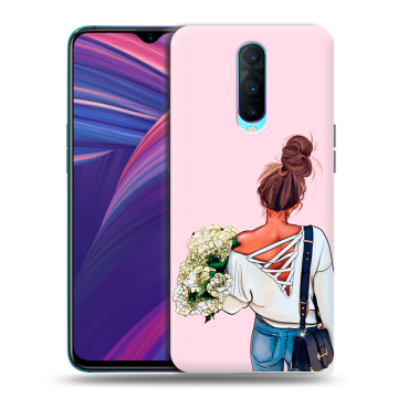 Силиконовый чехол на OPPO RX17 Pro с принтом Девушка и букет Силиконовый чехол на OPPO RX17 Pro с принтом Девушка и букет